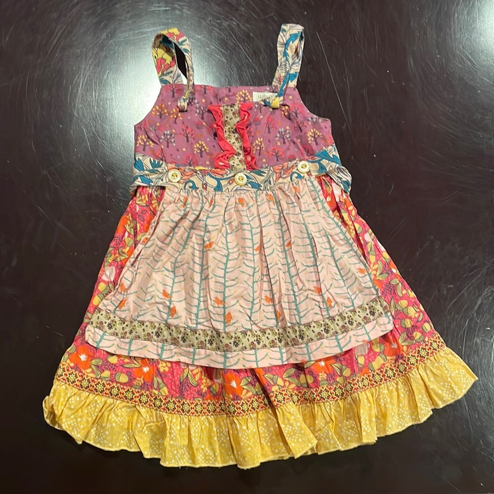 Matilda Jane girls apron dress size 4 Euc
